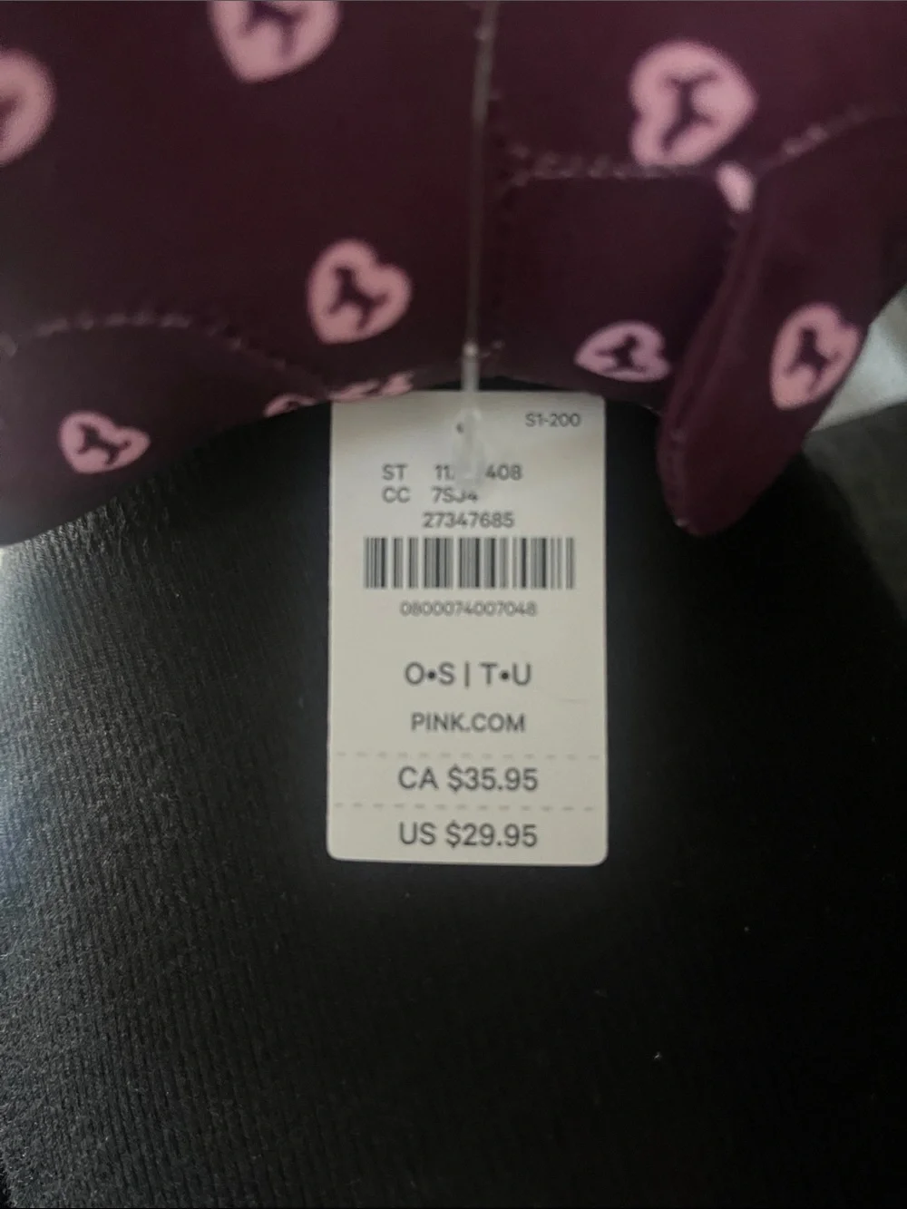 Victoria's Secret Dark Purple Plush Dog with Pink Heart Print